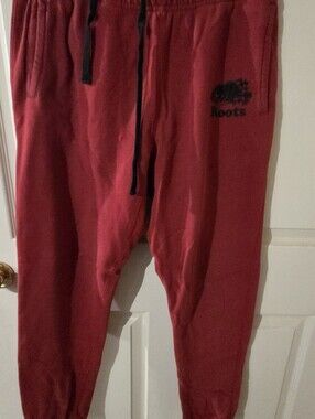 Roots Red Jogger Sweatpants with Black Drawstrings